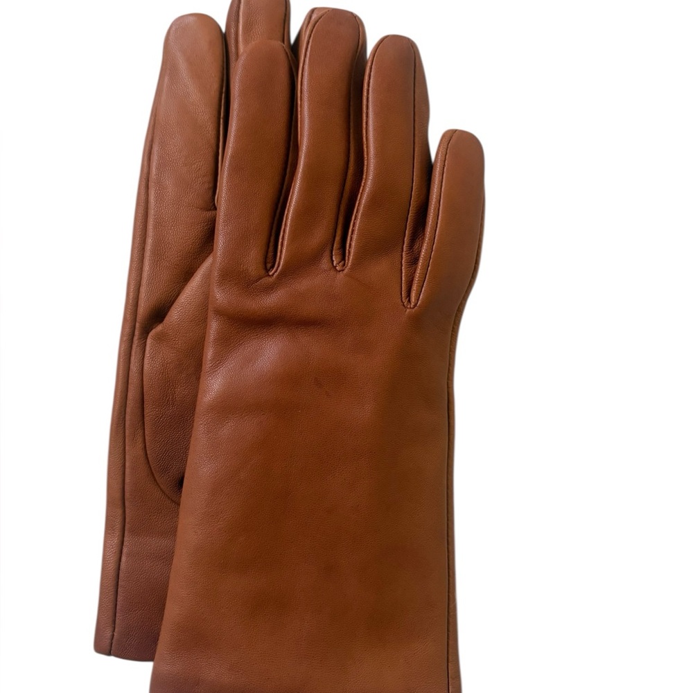 Vince Nappa Leather & Cashmere Luxury Gloves Brown Sz M - Picture 1 of 11